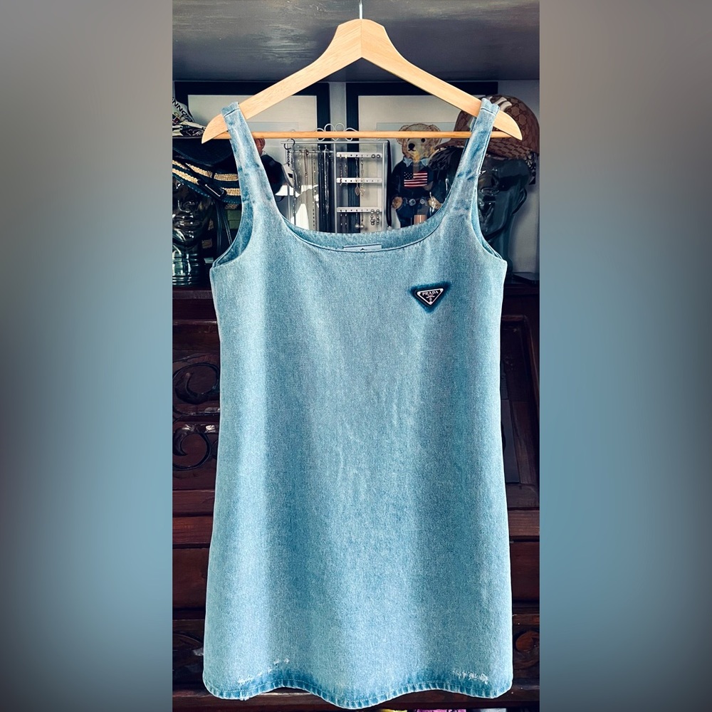 Organic denim mini-dress